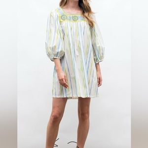 Brand New Mi Golondrina Marta Rayas Azul y Verde dress.